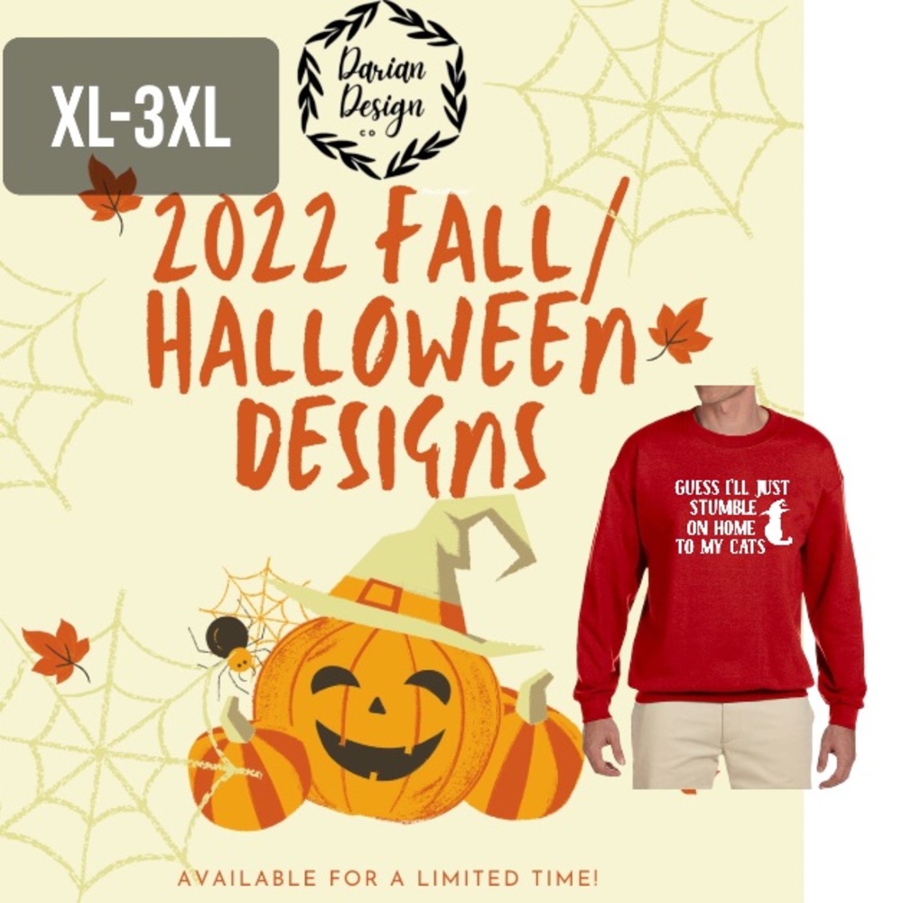 Fall/Halloween Sweatshirts by Darian Design Co XL-3XL